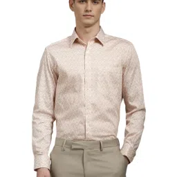 Louis Philippe Beige Cotton Regular Fit Printed Shirt image 1