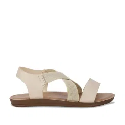 Bata Women's Cream Cross Strap Sandals image 1