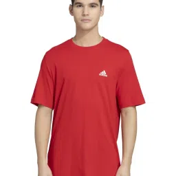 Adidas Red Cotton Regular Fit Sports T-Shirt image 1