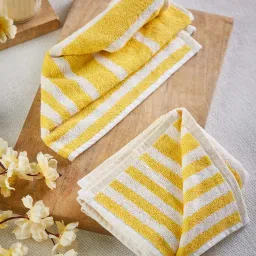 fabindia home Fabindia 'Aniya' Yellow & White Cotton 500 GSM Face Towel - Set of 1 image 1
