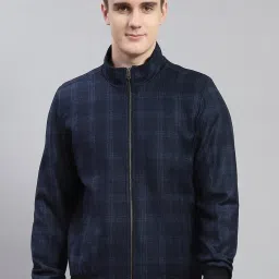 Monte Carlo Blue Regular Fit Checks Wool Cashmere Jacket image 1