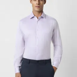Van Heusen Purple Cotton Regular Fit Texture Shirt image 1