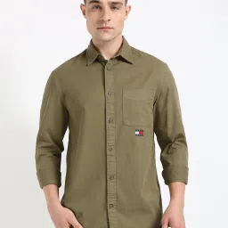 Tommy Hilfiger Fatigue Green Cotton Regular Fit Shirt image 1