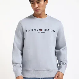Tommy Hilfiger Rich Grey Cotton Regular Fit Logo Printed Sweatshirt image 1