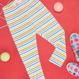Pantaloons Junior Kids Multicolor Cotton Striped Leggings-picture-11