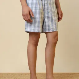 Sleepz by Raymond Medium Blue Pure Cotton Checked Regular Fit Boxers image 3