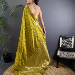 Elora Mustard Lichi Silk Jacquard Zari Weaving Saree With Unstitched Blouse image 2
