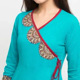 YASH GALLERY Blue Printed A Line Kurta image 5
