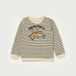 Juniors By Lifestyle Beige Cotton Regular Fit Striped Sweatshirt-picture-46