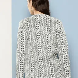 Aarika White Wool Woven Design Cardigan image 2