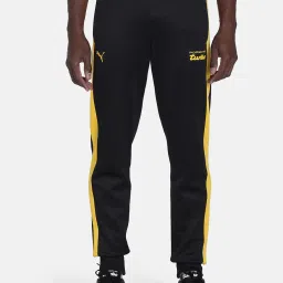 Puma Black & Yellow Regular Fit Colour Block Trackpants image 1