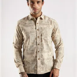 COOL COLORS Men Brown Printed Cotton Casual Shirts-picture-29