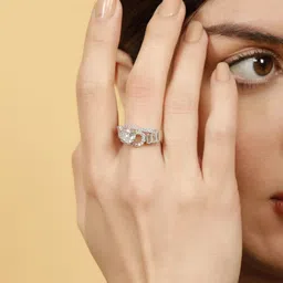 VIVAZS Silver-Plated AD Studded Finger Ring image 2