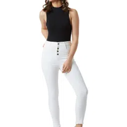 Miss Chase White Cotton Jeans image 4