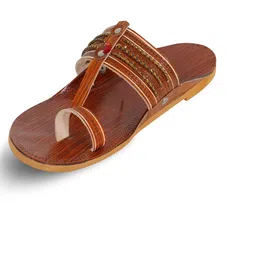 DFR Men Brown Synthetic Leather Comfort Sandals image 5
