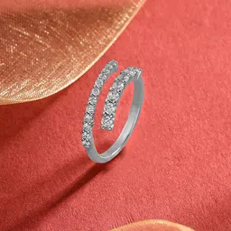 Yellow Chimes Women Crystal Studded Silver Rhodium Plated Finger Rings-picture-39