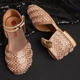 Mine Sole Pearl & Stone Embellished  Half Cut Sandals - Rose Gold-image-46