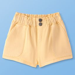 arias by lara dutta Arias Cotton Stretch Paper Bag Elasticated Waist Overdyed Shorts -Yellow-picture-35