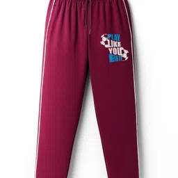 Taeko Single Jersey Knit Full Length Lounge Pant With Football Print - Maroon-picture-11