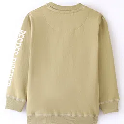 Doreme Cotton Terry Full Sleeves Sweatshirts Text Printed - Mocha image 2