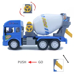 BitFeex Cement Mixture Truck Friction Power Construction Truck Toy- Blue image 2