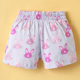 CUCUMBER Sinker Knit Above Knee Length Shorts With Bunny Print - Lilac image 2