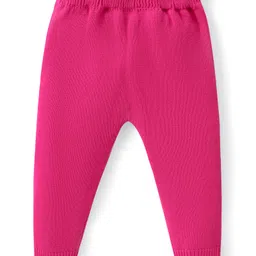 Babyhug Knitted Full Sleeves Pullover Sweater Set with Cap & Chevron Design - Pink image 4