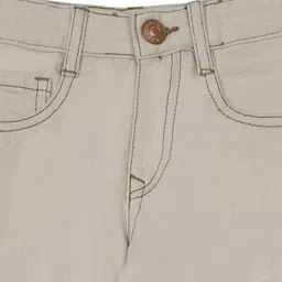 LEO Denim Brand Name Text Printed Cargo Jeans - Cream image 5