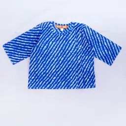 BownBee Pure Cotton Full Sleeves Leheriya Printed Kurta & Dhoti Set - Blue image 5