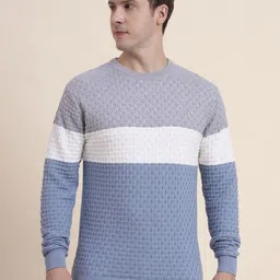 JADE BLUE Men Striped Round Neck Full Sleeve Slim Fit Pure Cotton Casual T-shirt-picture-28