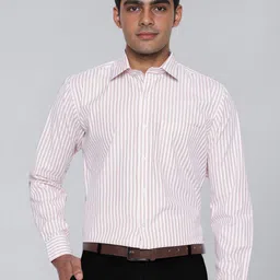 ACCOX Men Comfort Fit Vertical Striped Spread Collar Cotton Formal Shirt-picture-21