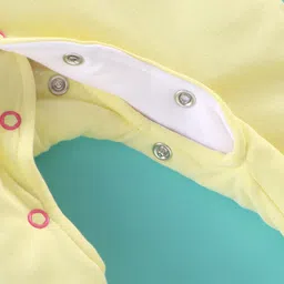 Child World Foam Full Sleeves Bunny Patch Hooded Footed Sleep Suit - Lemon Yellow image 5