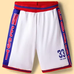 Pine Active Knit Sleeveless T-Shirt & Short Set with Text Print - White Red & Blue image 5