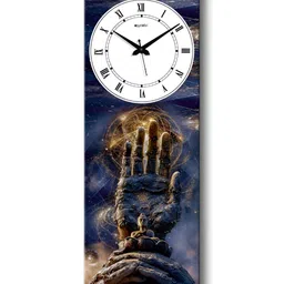 OLIVE TREE Black & White Printed Wooden Contemporary Rectangle Shaped Wall Clock image 2