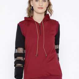 Belle Fille Women Maroon Solid Hooded Sweatshirt-picture-44