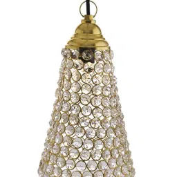 Homesake Golden & White Crystal Cone Shaped Pendant Light - Set of 1 image 3