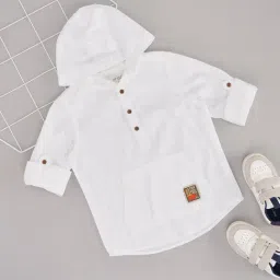 Pantaloons Junior Boys White Cotton Solid Shirt-image-88