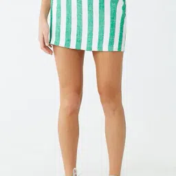 Forever 21 Green & Ivory Striped Skirt-picture-39