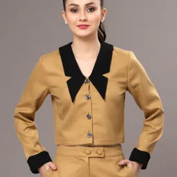 KASSUALLY Mustard Relaxed Fit Crop Shirt image 1