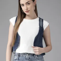 KASSUALLY Blue Cotton Crop Shrug image 1