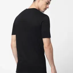 R&B Black Cotton Regular Fit T-Shirt image 2