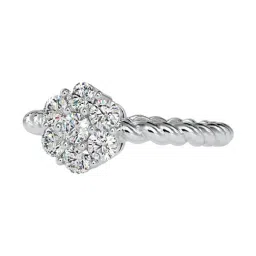 Emori 18k White Gold & Diamond Floral Solitaire Halo Ring-picture-17