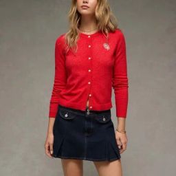 American Eagle Red Regular Fit Embroidered Cardigan-picture-23