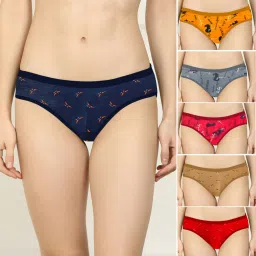AROUSY Red & Blue Printed Hipster Panties - Pack Of 6 image 1
