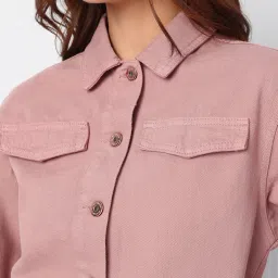 Vero Moda Dusty Pink Cotton Regular Fit Denim Jacket image 5