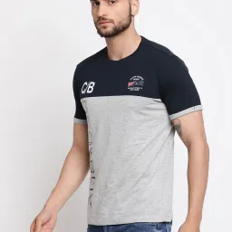 Cantabil Navy Regular Fit Colour Block T-Shirt image 3