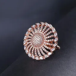 Priyaasi Rose Gold-Plated American Diamond Studded Finger Ring image 1