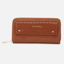 Van Heusen Brown PU Textured Zip Around Wallet image 1