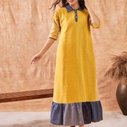 The Kaftan Company Yellow Cotton Night Gown-picture-34