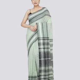 Pinkloom Green Cotton Woven Saree With Unstitched Blouse image 1